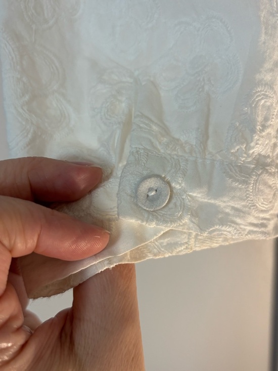 Cotton Eyelet Lace Peter Pan Collar Button-Up Blouse - Picture 9 of 14